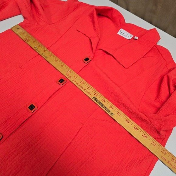 Habitat Shirt Womens Large Pink Long Sleeve Button Up Pockets Lightweight - Picture 12 of 15